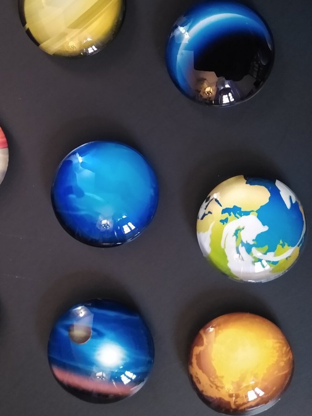 Planetary Fridge Magnets, Colorful with Raised Glass